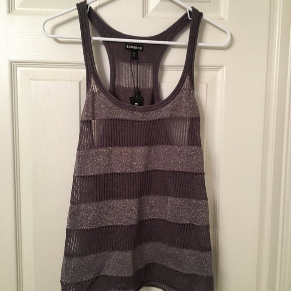 Express Tops - Express Gray & Silver Tank Top